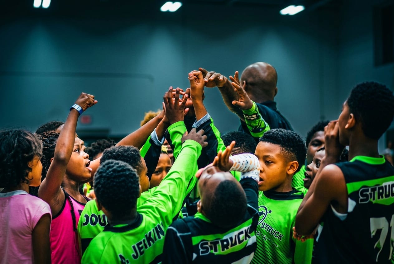 Team huddle celebration