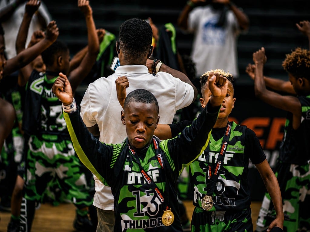 Thunder team celebrating with medals at Super6 Series LLC