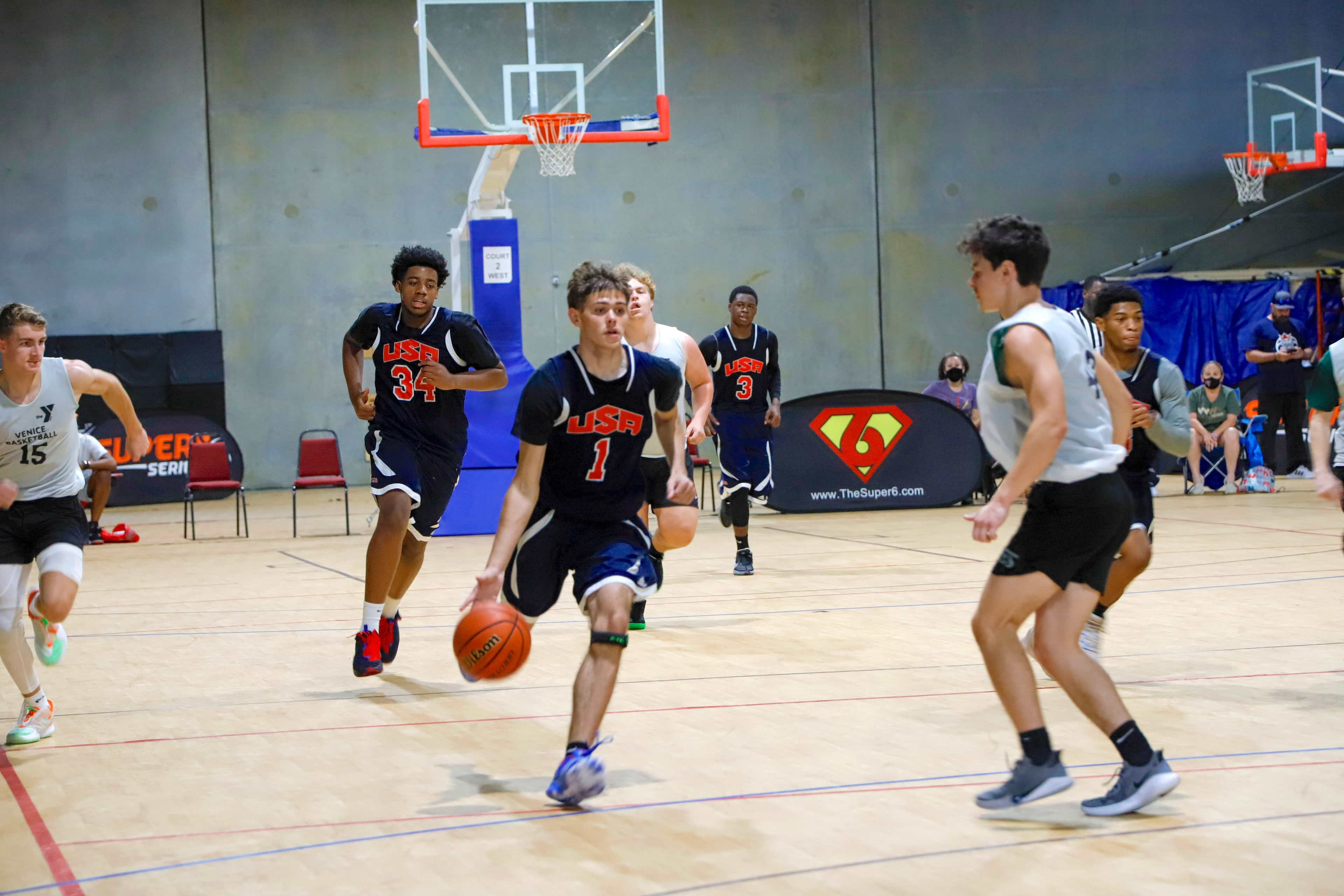 Tournament game action on the finished multi-court Super6 Series venue