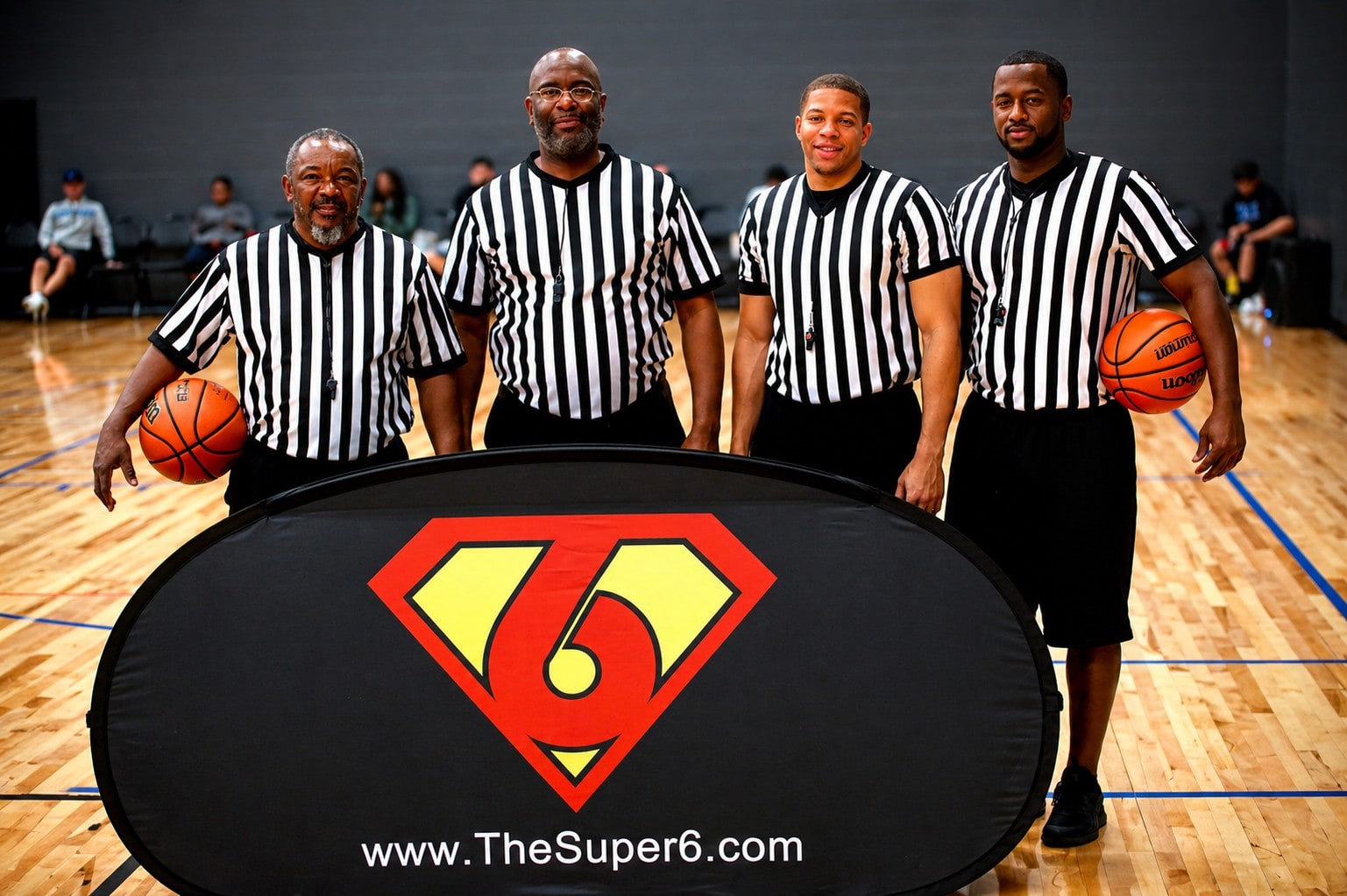 Officiating crew before tip-off