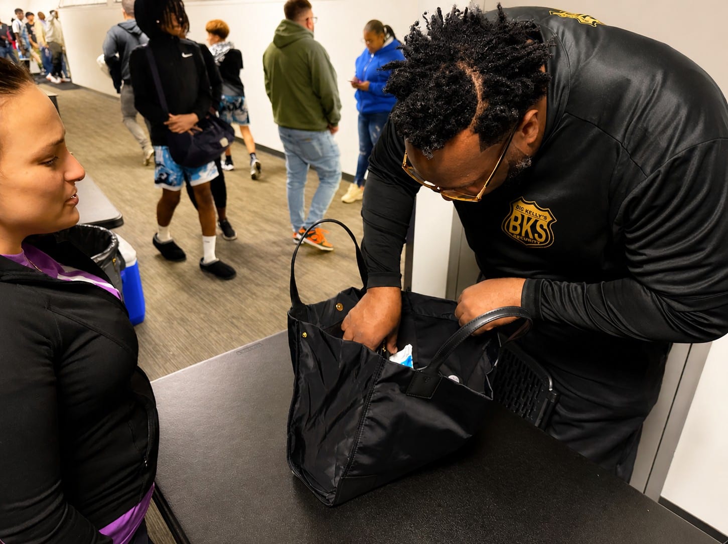 Security crew working an entrance line